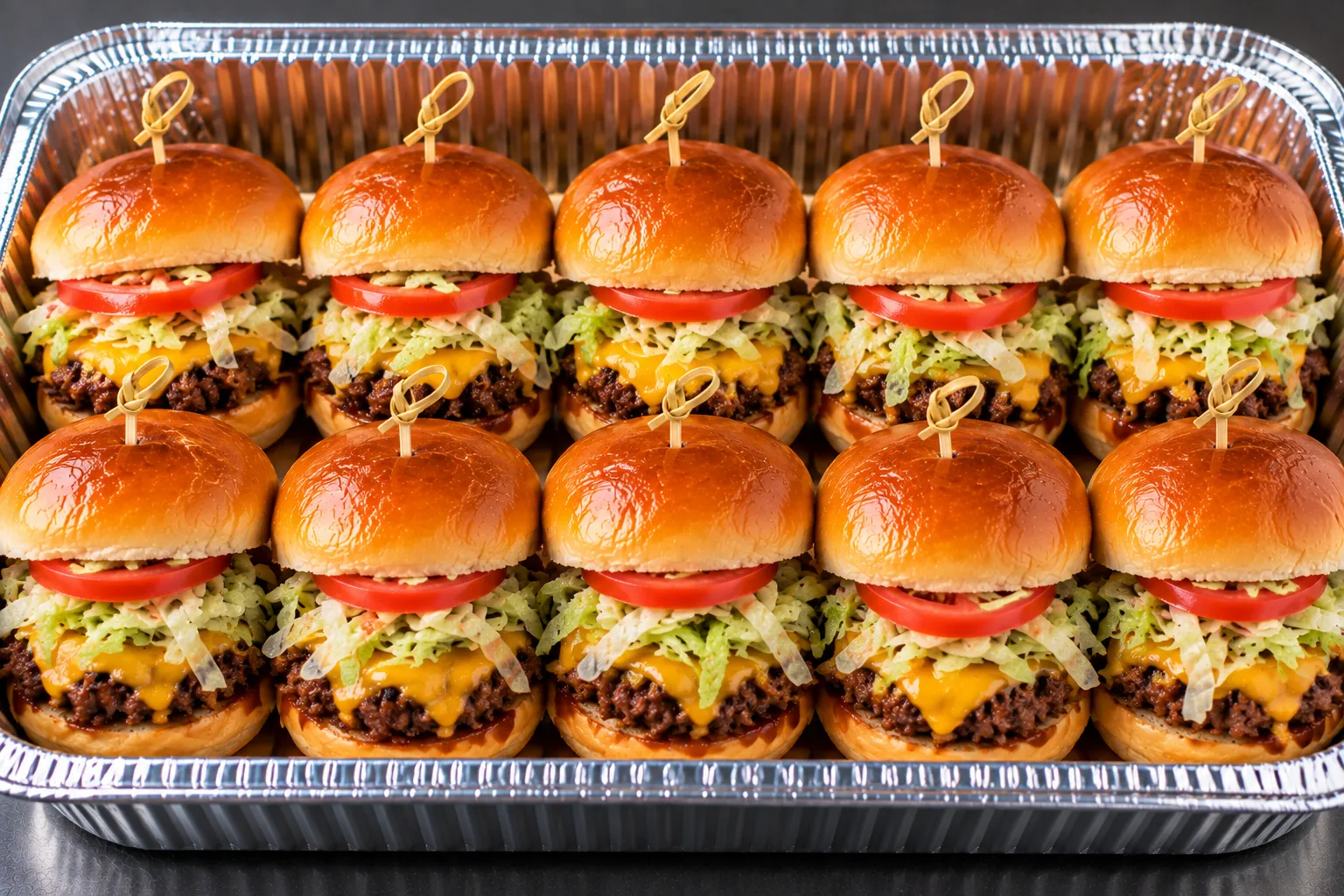 Cheeseburger slider tray — group catering, Tampa & St. Petersburg
