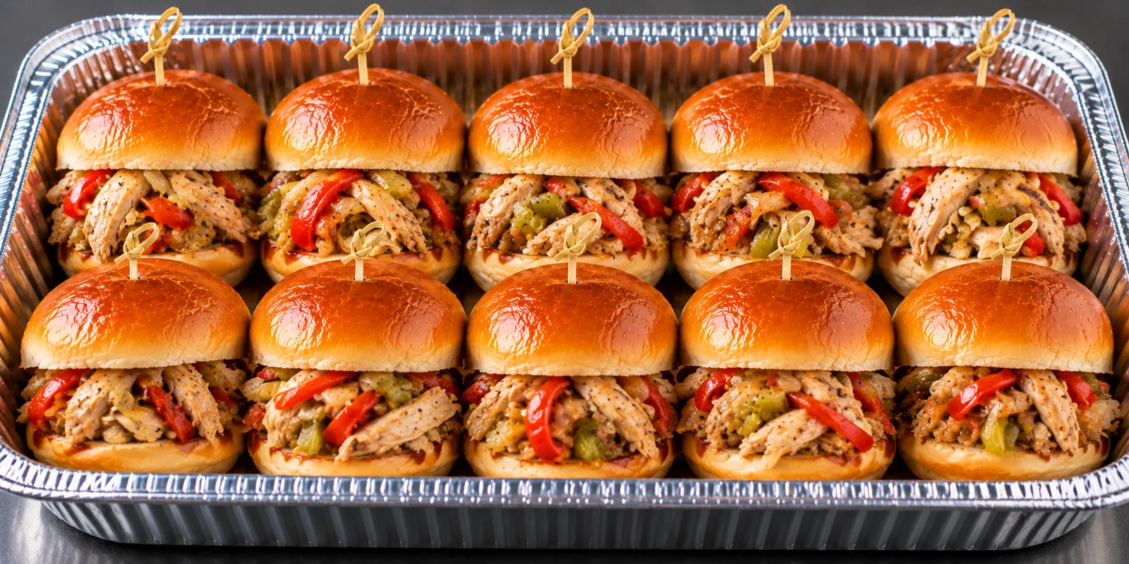 Roasted chicken slider tray — group catering, Tampa & St. Petersburg